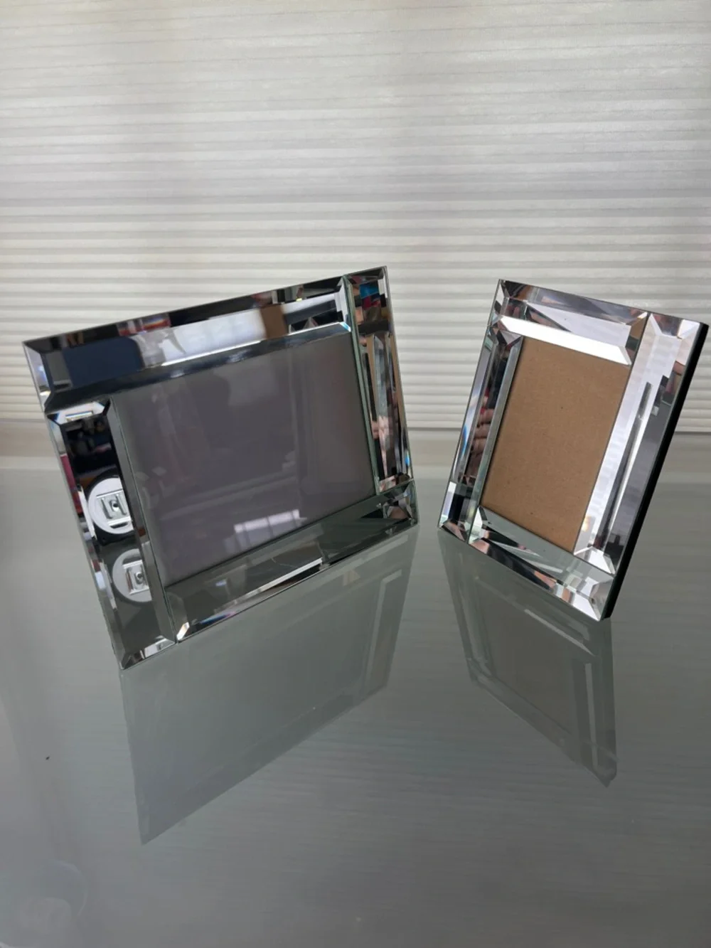 🪩2–Pair of Beveled Mirror 4-Piece Photo Frames - Silver Mirror Finish Glass